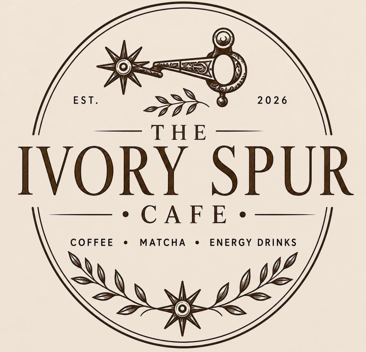 The Ivory Spur Cafe — spur and leaves logo, established 2026